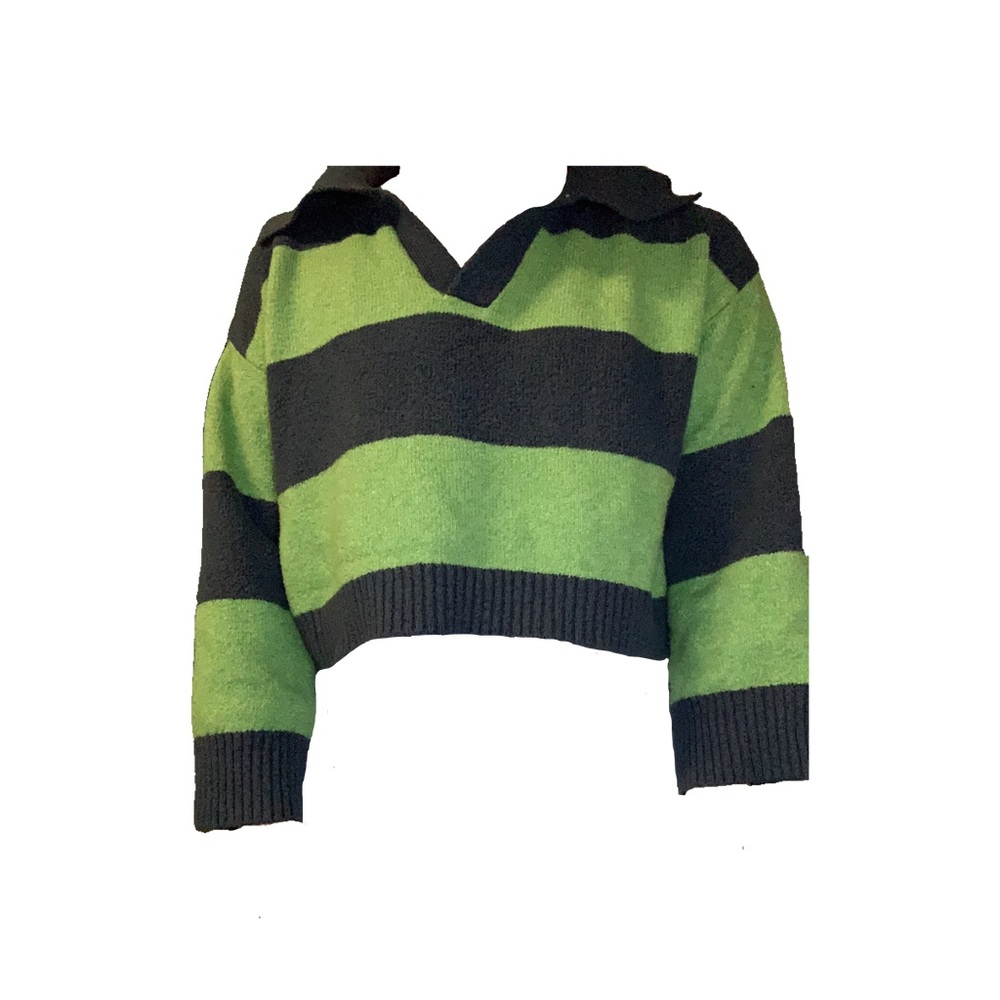 Wild fable green striped (collar) sweatshirt
